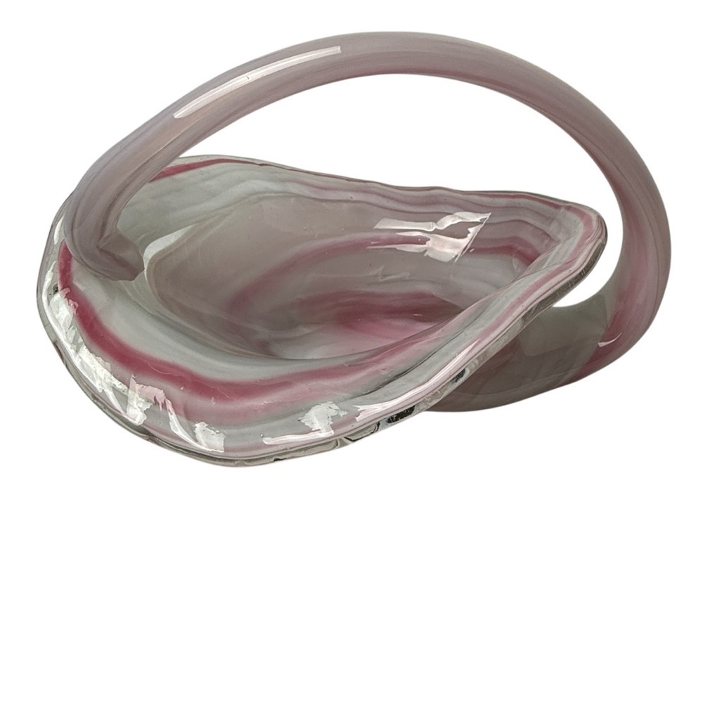 Pink and White Glass Basket